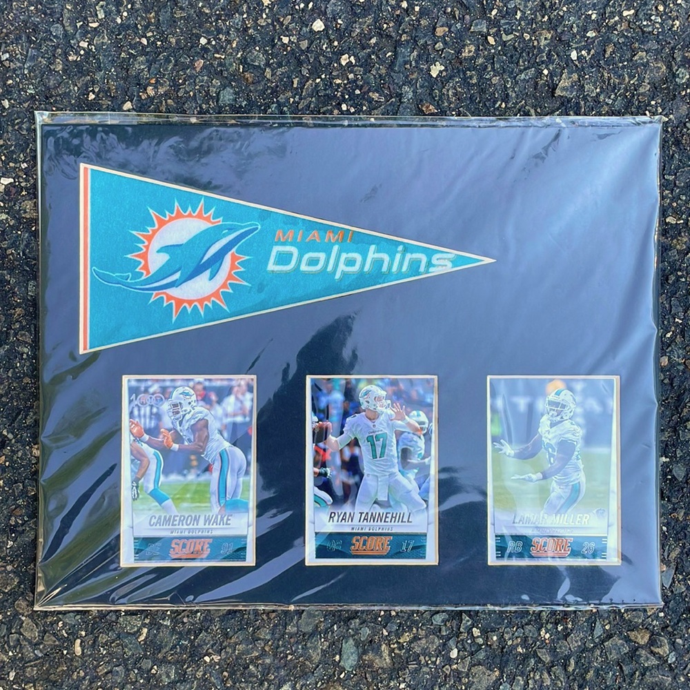 Miami Dolphins Mini Pennant Flag & 3 Player Cards - BRAND NEW